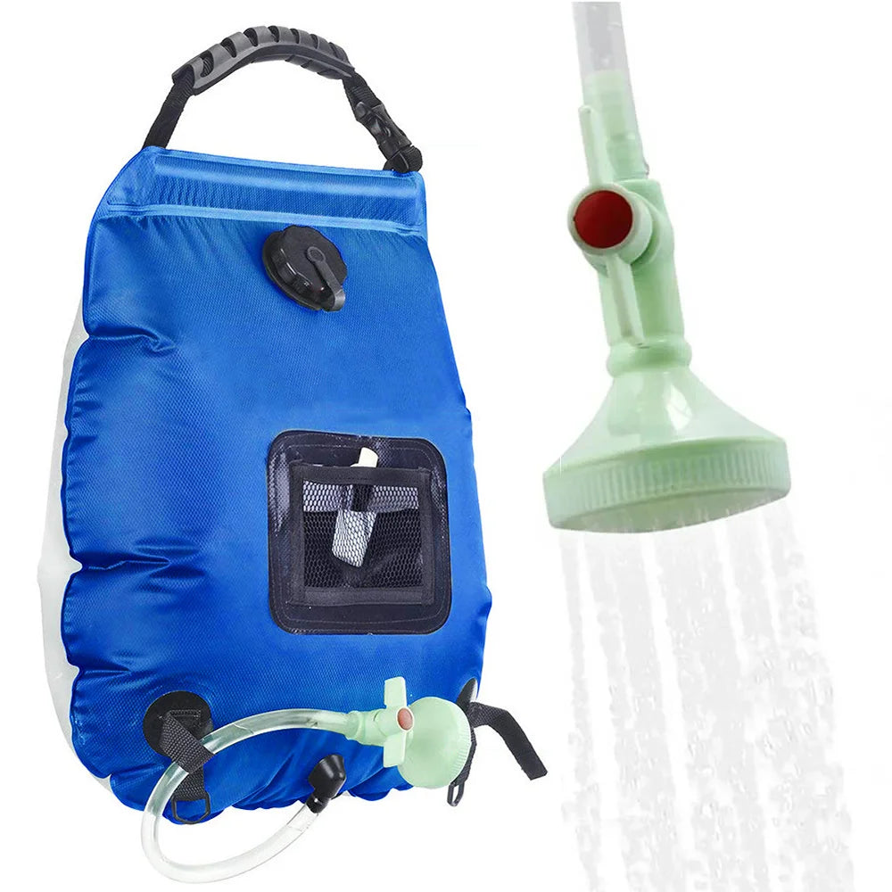Solar Shower Bag 20L Outdoor - Portable Camping Shower with Solar Heating Blue