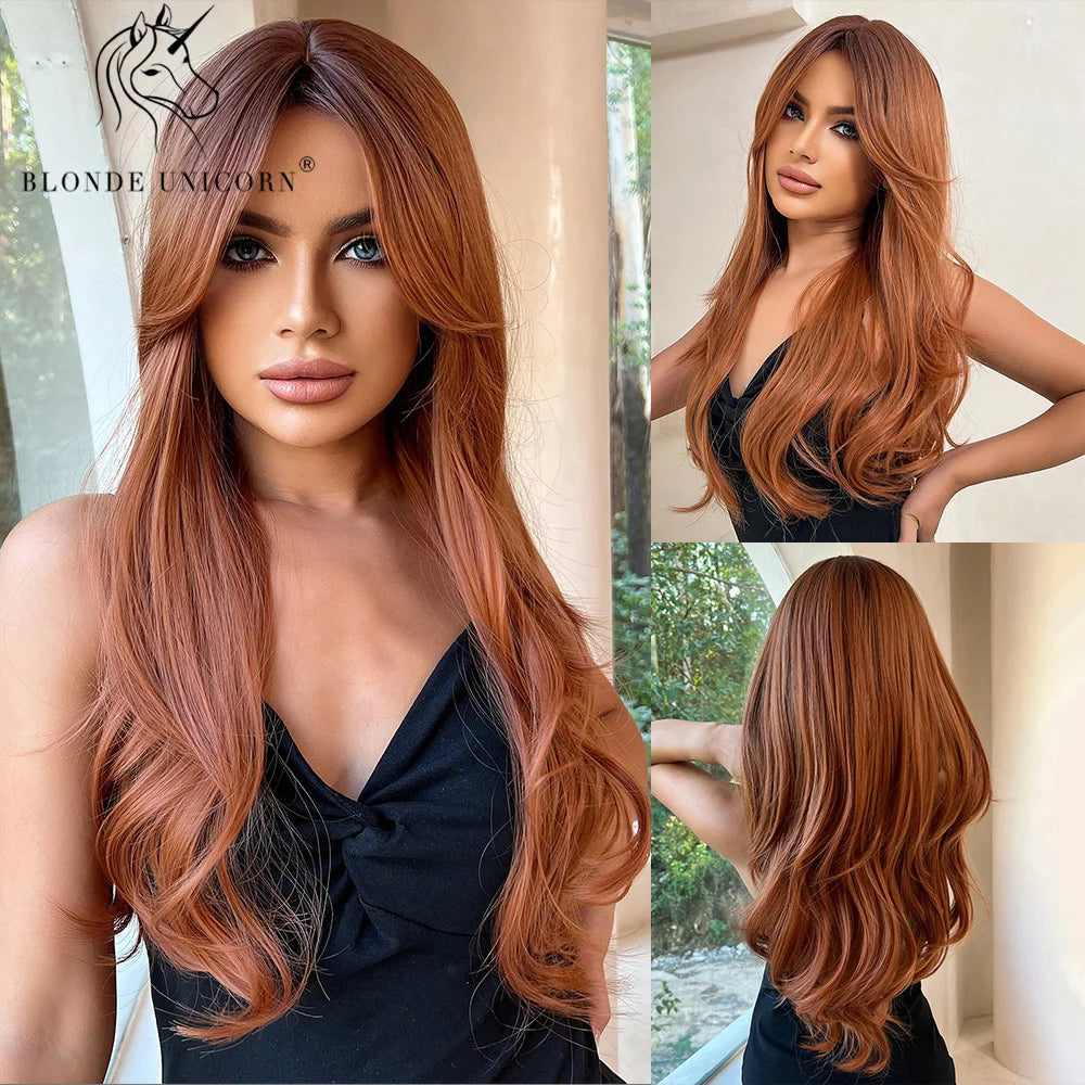 Blonde Unicorn Ombre Purple to Blue Long Wavy Wig for Women