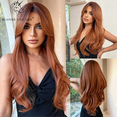 Blonde Unicorn Ombre Purple to Blue Long Wavy Wig for Women