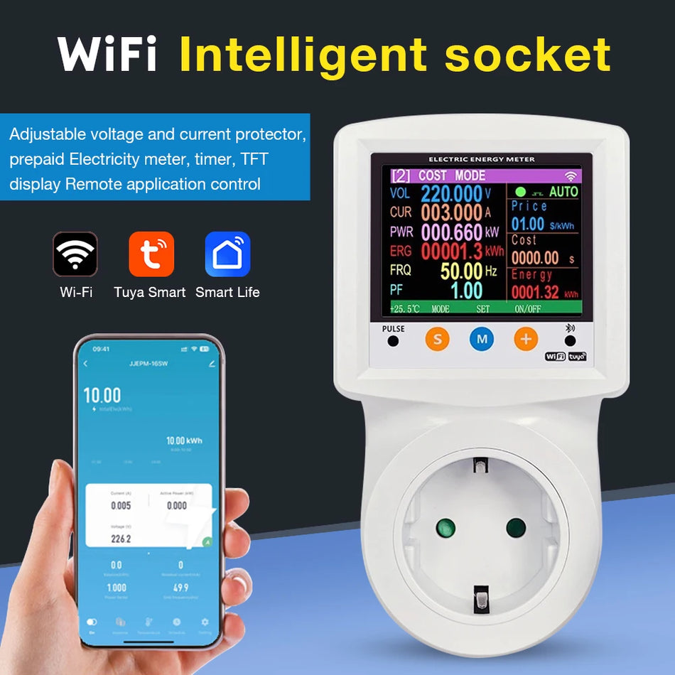 16A Tuya WiFi Energy Meter &ndash; Energy Monitoring EU Socket