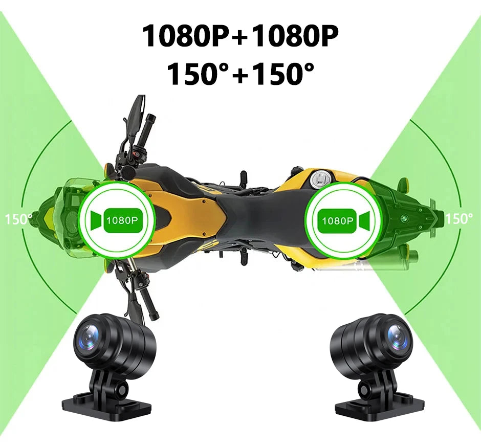 Motorcycle Camera Touch Screen Wifi GPS &ndash; HD 1080P Dual Lens Waterproof Dash Cam
