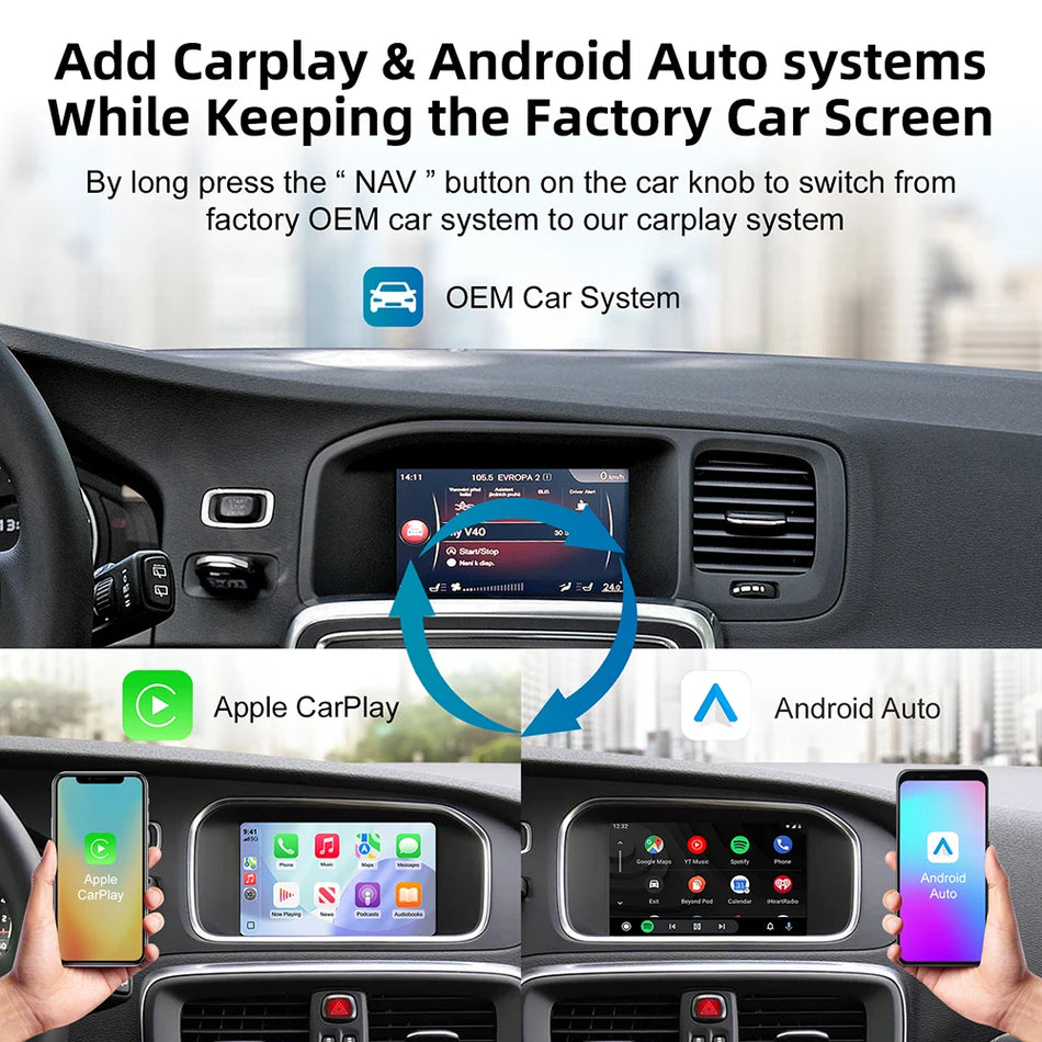 Μονάδα Wireless CarPlay Android Auto για αναβάθμιση οθόνης Volvo V40 V60 S60 XC60