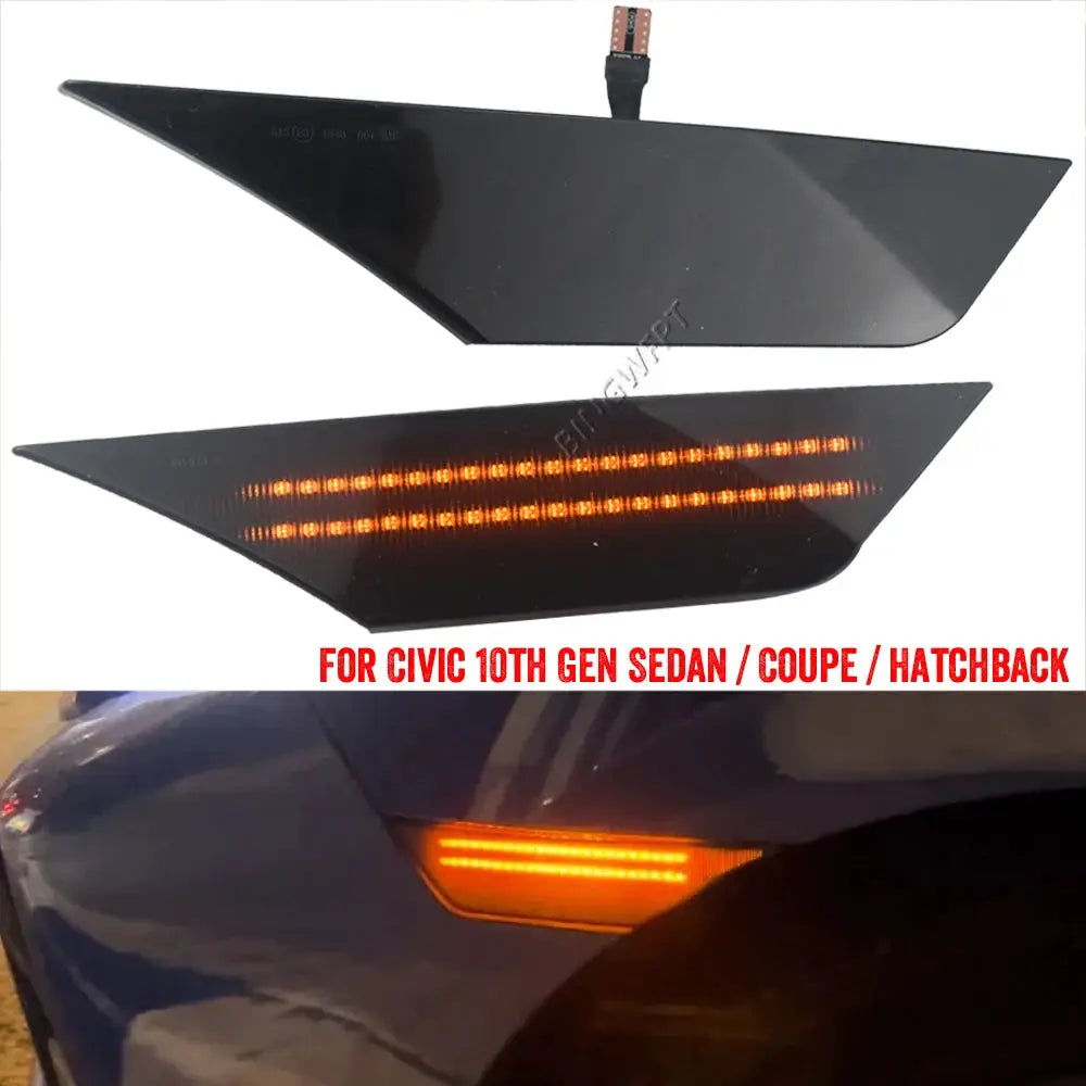 Dynamic Smoked LED Side Marker Lights for Honda Civic 10th Gen 2016 2017 2018 2019 2020 2021 Canbus Turn Signal Lamps by InterCyprus Trading Ltd