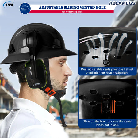 AQM0251 &ndash; CE Full Brim Safety Helmet With Earmuffs Plus