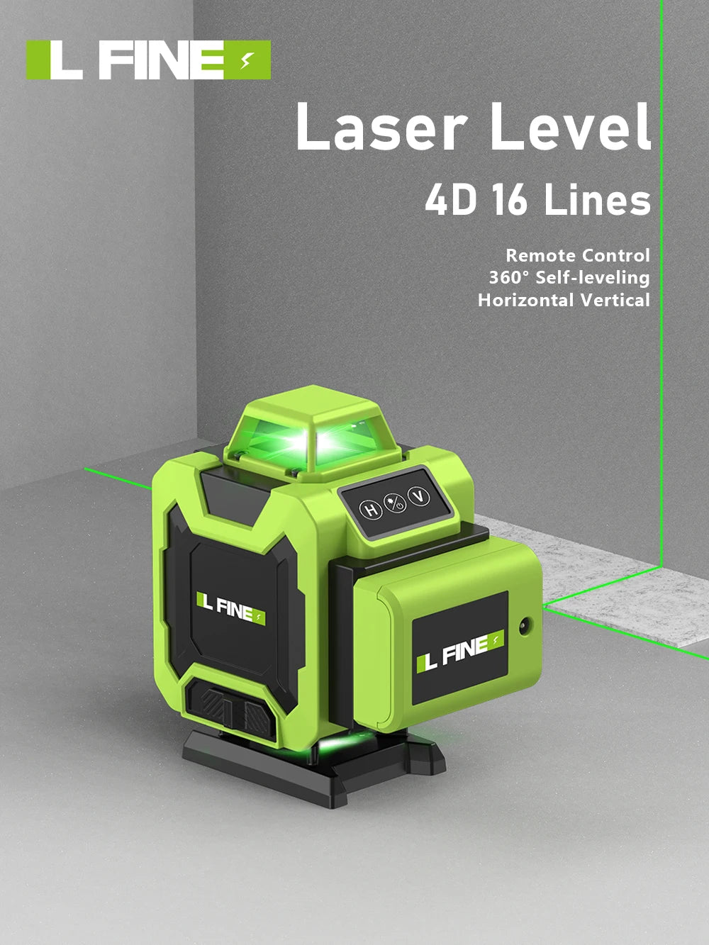 LFINE 4D 16-Line Green Laser Level with Remote Control and Self-Leveling uae30ub2a5