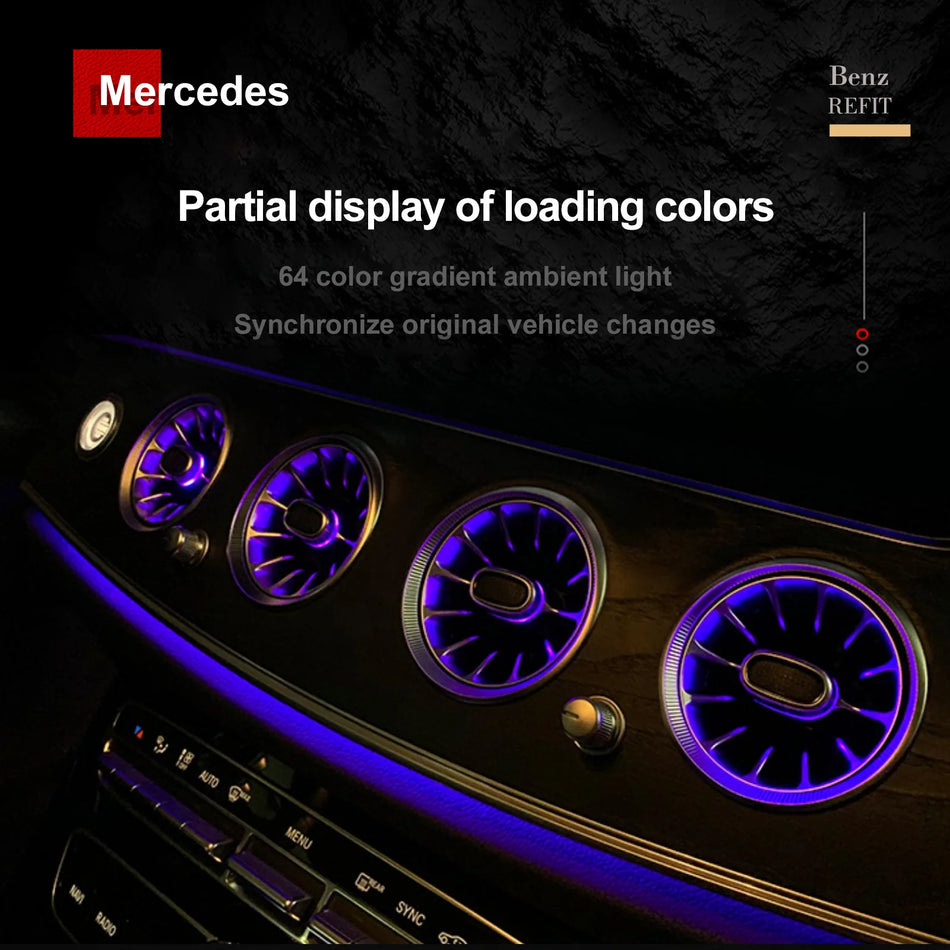 Lampa LED ambientală pentru ventilație cu duză de turbină Mercedes-Benz W213 W205 X253