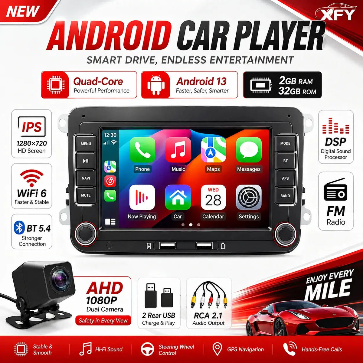 Android Car Radio With GPS WiFi CarPlay For Volkswagen Golf 5 6 Passat B6 B7 by InterCyprus Trading Ltd