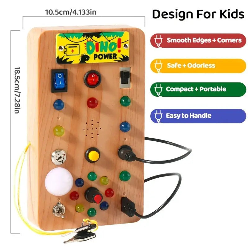 Montessori Busy Board With Led Switches And Puzzle Pieces For Toddlers by InterCyprus Trading Ltd