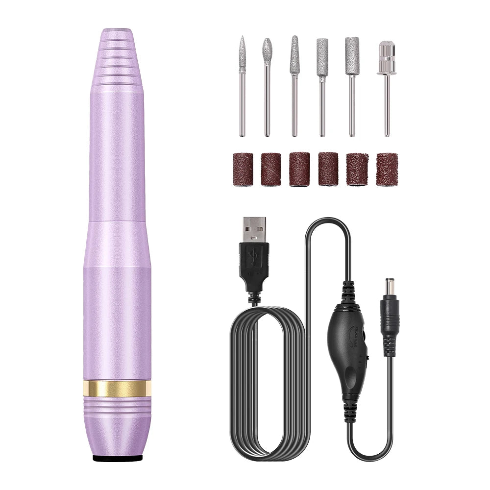 Yikoolin Electric Nail Drill &ndash; Portable Mini Nail Drill Metal Ring