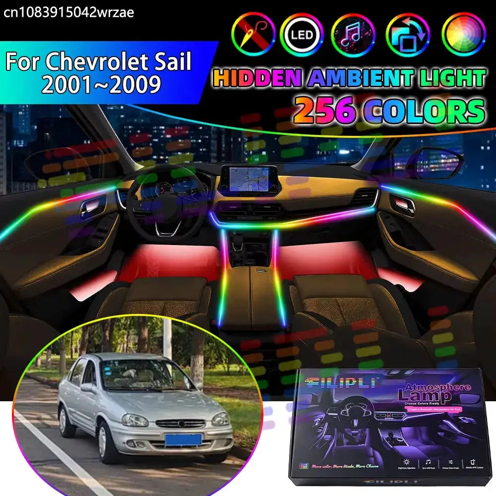 For Chevrolet Sail 2001~2009 MK1 1th Buick RGB Car Interior Ambient Lights Strips Breathing Lighting Kit App Control LED strips by InterCyprus Trading Ltd