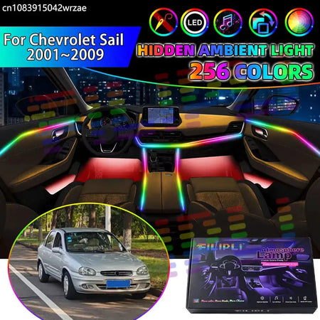 For Chevrolet Sail 2001~2009 MK1 1th Buick RGB Car Interior Ambient Lights Strips Breathing Lighting Kit App Control LED strips by InterCyprus Trading Ltd