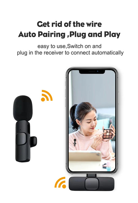 OLOPKY Mini Wireless Lavalier Microphone for iPhone and Android Devices