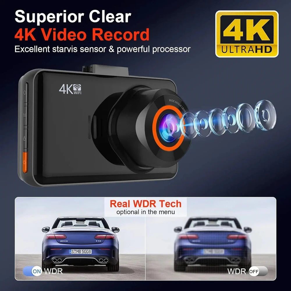 Kocam 4K WiFi Dash Cam &ndash; Dual Lens Front and Rear Recording
