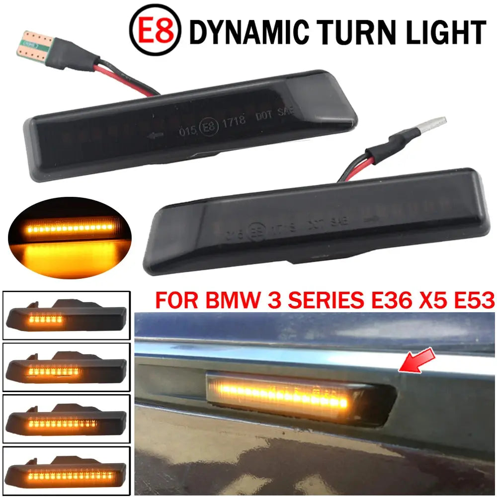 2pcs Flowing Dynamic LED Turn Signal Lights Side Marker Indicator Blinker For BMW X5 E53 1999-2006 E36 63132492179 63137164491 by InterCyprus Trading Ltd