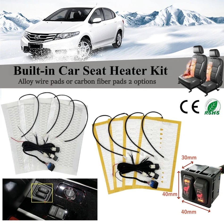 Mitsubishi Outlander 2005-2009 Car Seat Heater Kit, 2 Seats, Carbon Fiber Pads
