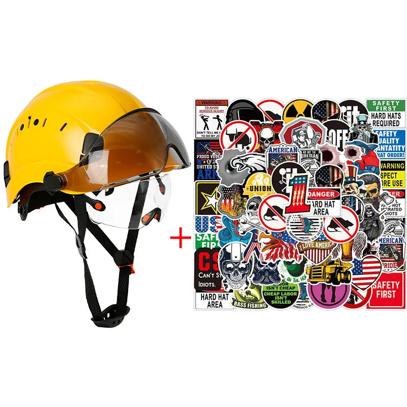 SF06/CR08 &ndash; CE ABS Safety Helmet With Visor And Goggles Yellow Set A