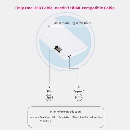 TURZX 9.2 Inch USB Secondary Screen &ndash; High Resolution 1920x462 Display