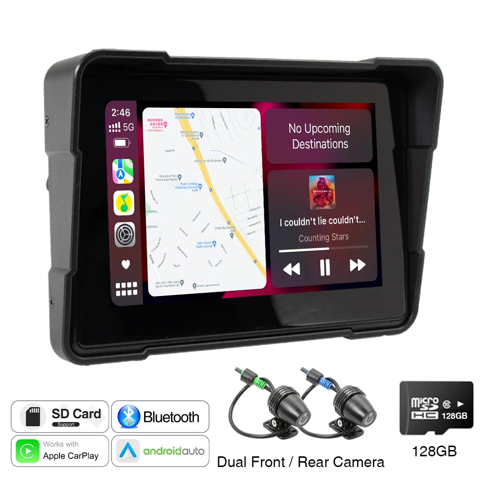 AKAMATE 5 Inch Motorcycle Monitor &ndash; CarPlay Android Auto M528A 128G