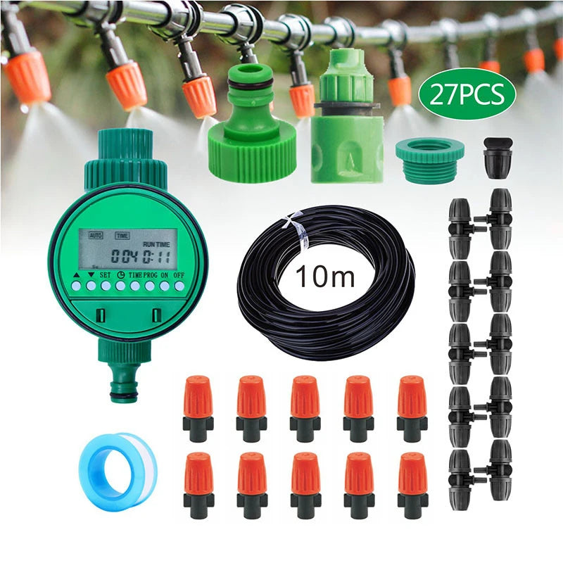Automatic Garden Watering System with LCD Timer - Efficient Drip Irrigation 10M