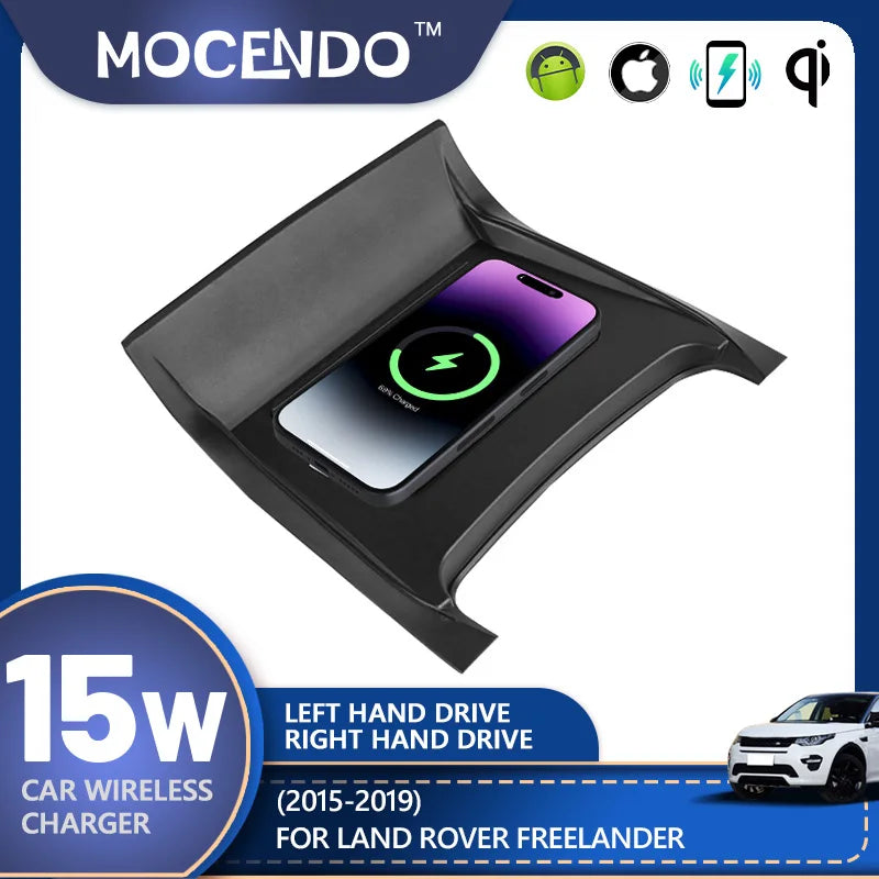 Almohadilla de Carga Inalámbrica de 15W para Cargador de Coche para Land Rover Discovery Sport 2015-2019