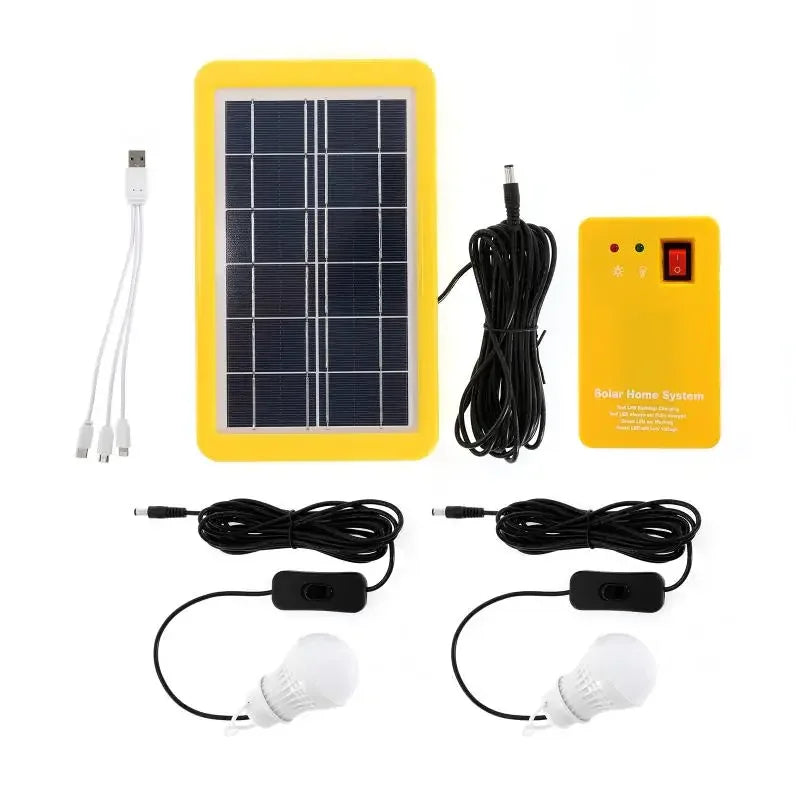2 Bulbs Solar Panel Camping Kit &ndash; 3 In 1 Phone Charger