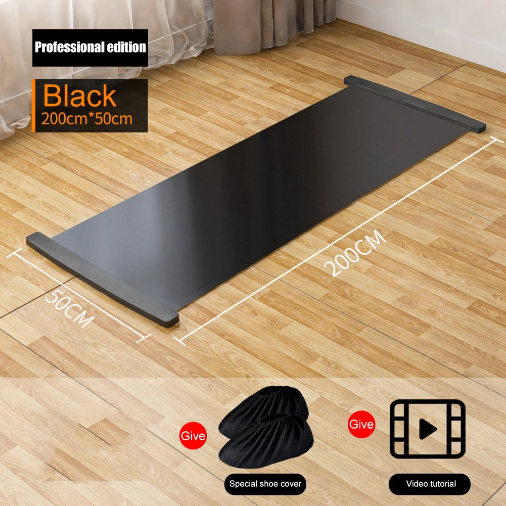 140cm Multifunctional Yoga Sliding Mat &ndash; Versatile Indoor Fitness Training Board 200cm Black