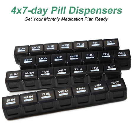 Monthly Pill Organizer with Moisture-Proof 4 Weeks Compartments, Ideal for Vitamins &amp; Supplements Management