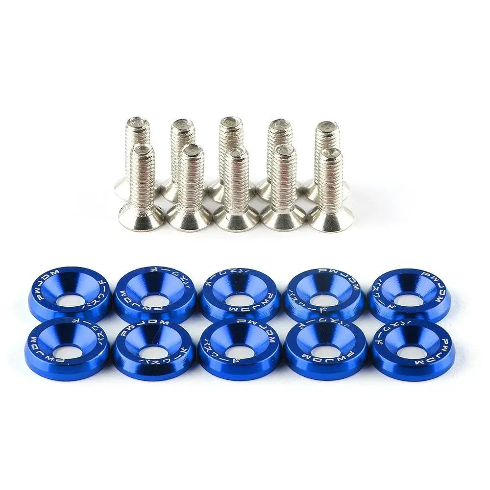 10Pcs/Set M6 * 20mm JDM Bumper Fender Washer Kit Engine Bay Dress Up Bolts Fasteners Aluminum Concave Hex Screws by InterCyprus Trading Ltd