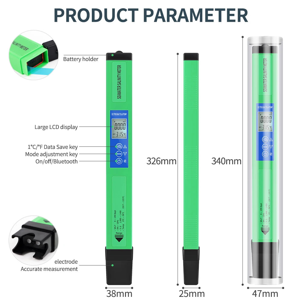 2/5 In 1 Bluetooth PH Meter TDS EC Salinity SG &ndash; Backlit