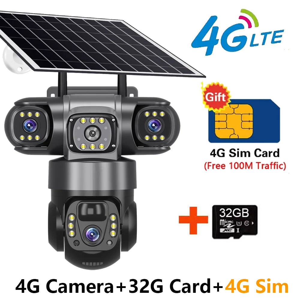 Solar 4G Sim Outdoor Camera - 12MP, 10X Zoom 4G Camera 32G