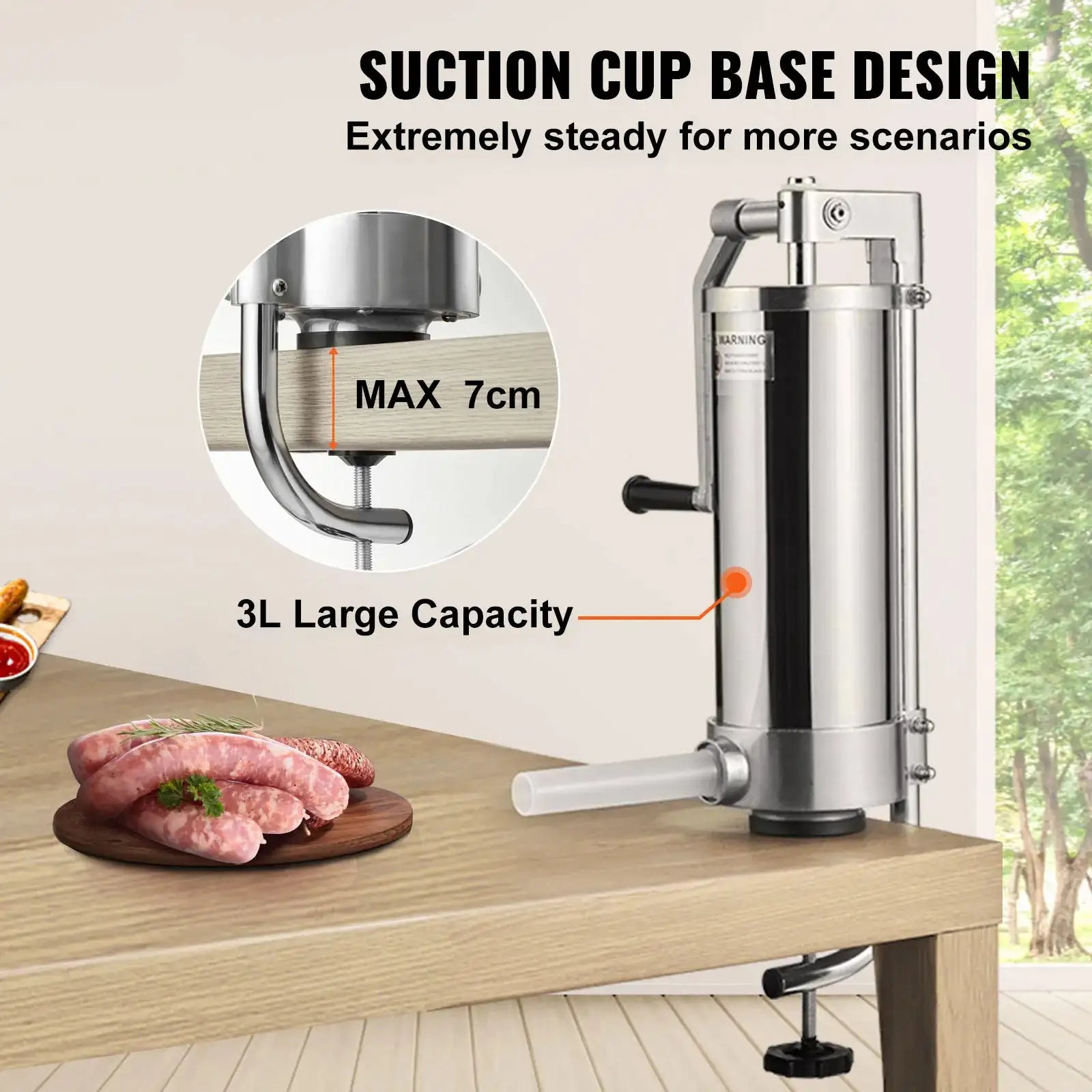 1.5 To 3L Vertical Sausage Stuffer With 3 Tubes