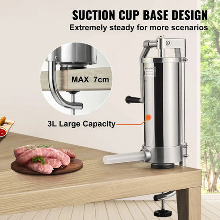 1.5 To 3L Vertical Sausage Stuffer With 3 Tubes