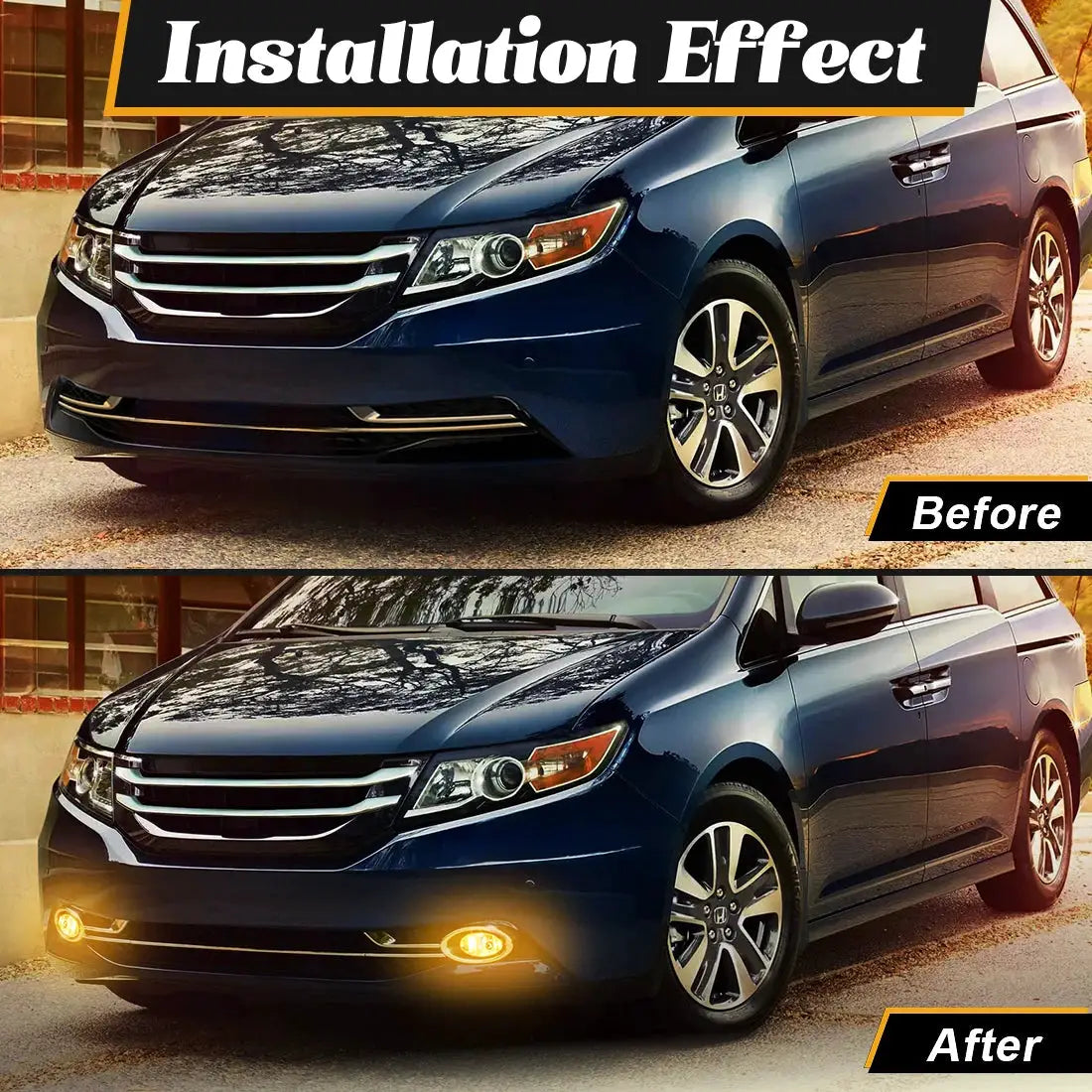 For Honda Odyssey 2014 2015 Fog Lamp Halogen Bumper Driving Daylight DRL Lights Chrome Trim Wires Switch HD697 by InterCyprus Trading Ltd