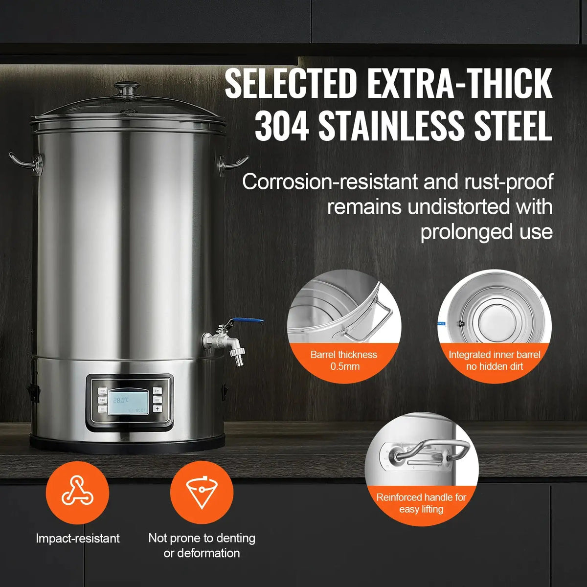 8 Gallon Electric Brewing Stainless Steel Pot