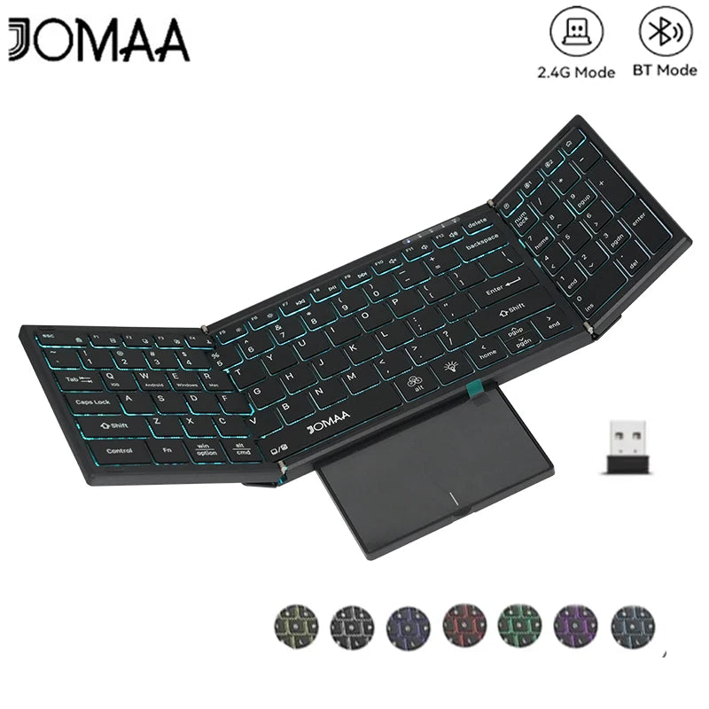 JOMAA Folding Keyboard - Touchpad Number Pad RGB Backlit