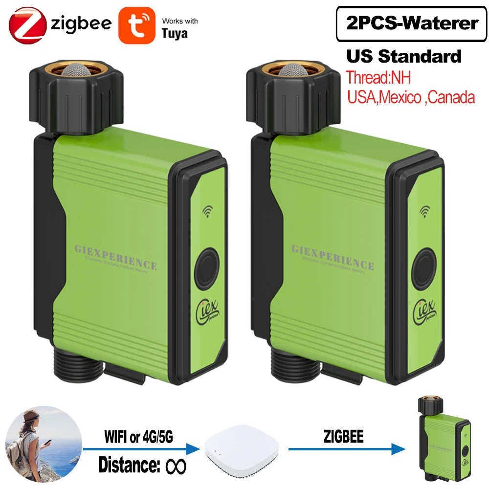 ZIGBEE WIFI Garden Watering Timer with Smart Sprinkler System - TUYA Compatible 2PCS-GX02-US