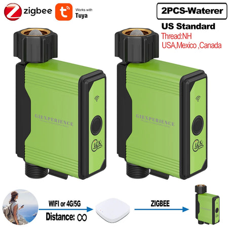 ZIGBEE WIFI Garden Watering Timer with Smart Sprinkler System - TUYA Compatible 2PCS-GX02-US