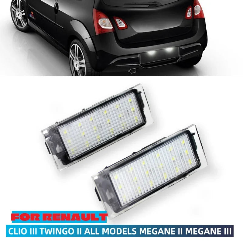 2 szt. LED Oświetlenie Tablicy Rejestracyjnej dla Renault Clio Megane 12V