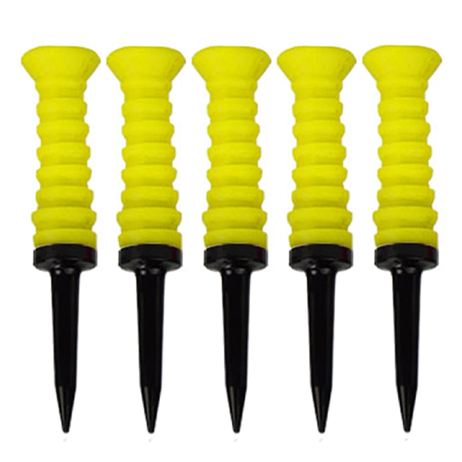 5Pcs Premium Elastic Golf Tees &ndash; Durable and Flexible Performance Yellow