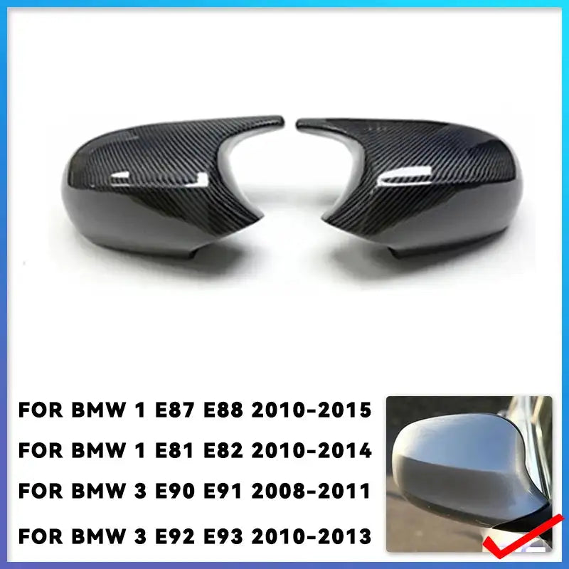 2X BMW E90 E91 E92 E93 Mirror Covers M3 Style Side Caps Carbon Fiber 1