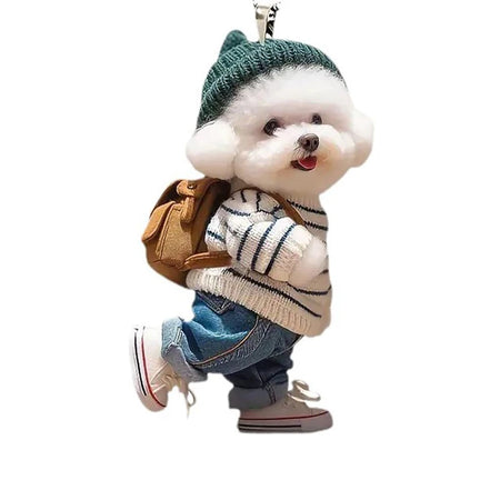 Creative Acrylic Puppy Man Pendant for Car Rearview Mirror Decoration