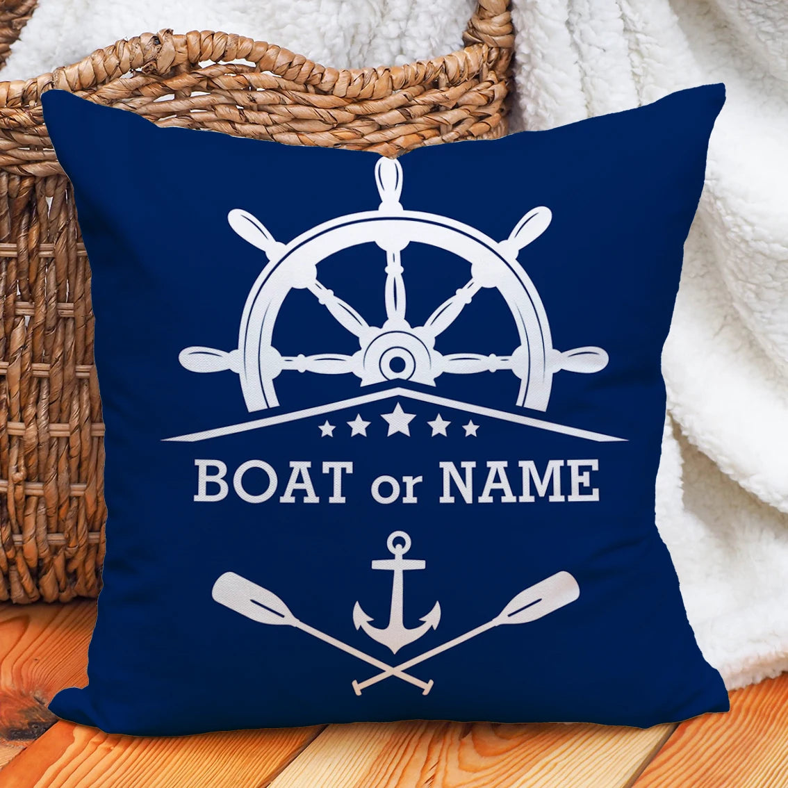 Personalised Nautical Anchor Pillow Covers for Home and Yacht Decor LK240728000084 / 35X35CM