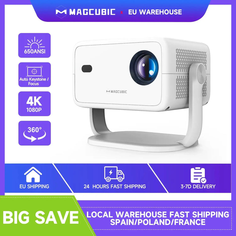 Magcubic Native 1080P 650ANSI 4K Android11 L018 Projector With Auto Keystone Correction Focus Wifi6 BT5.2 Portable Movie Outdoor