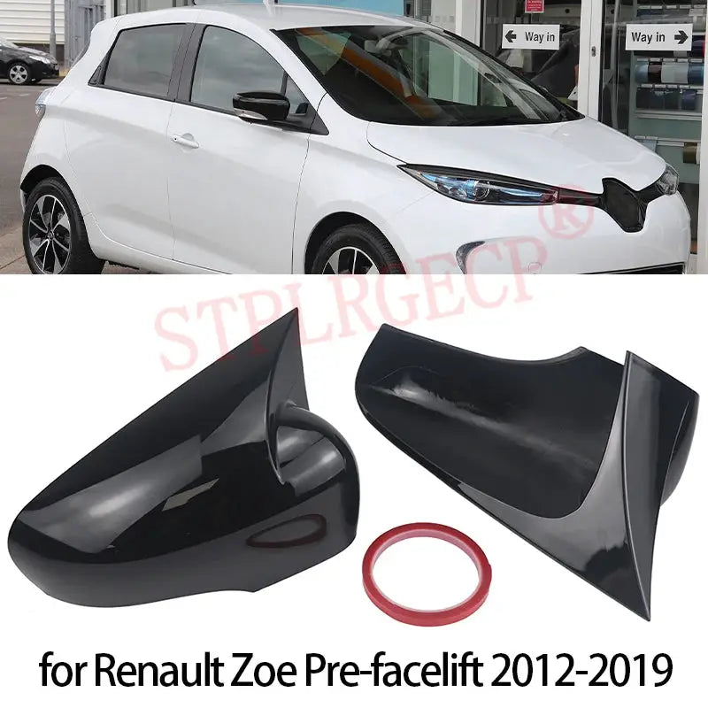 For Renault Zoe Pre-facelift 2012-2018 2019 Rearview Side Wing Mirror Cover Cap Glossy Black Add-on M Style Shell by InterCyprus Trading Ltd