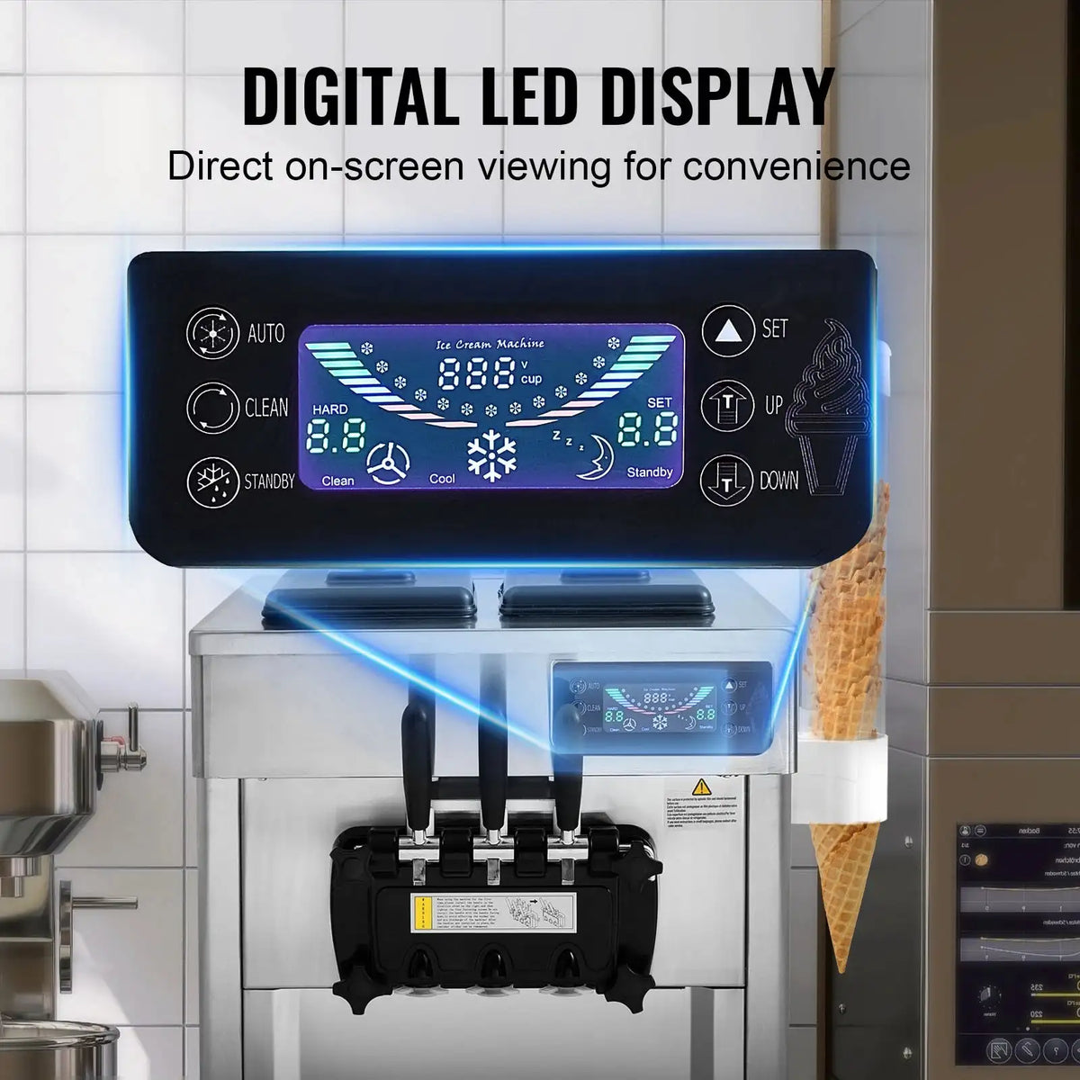 Ice Cream Machine 18 To 28 LPH Dual 5.5L Cylinders