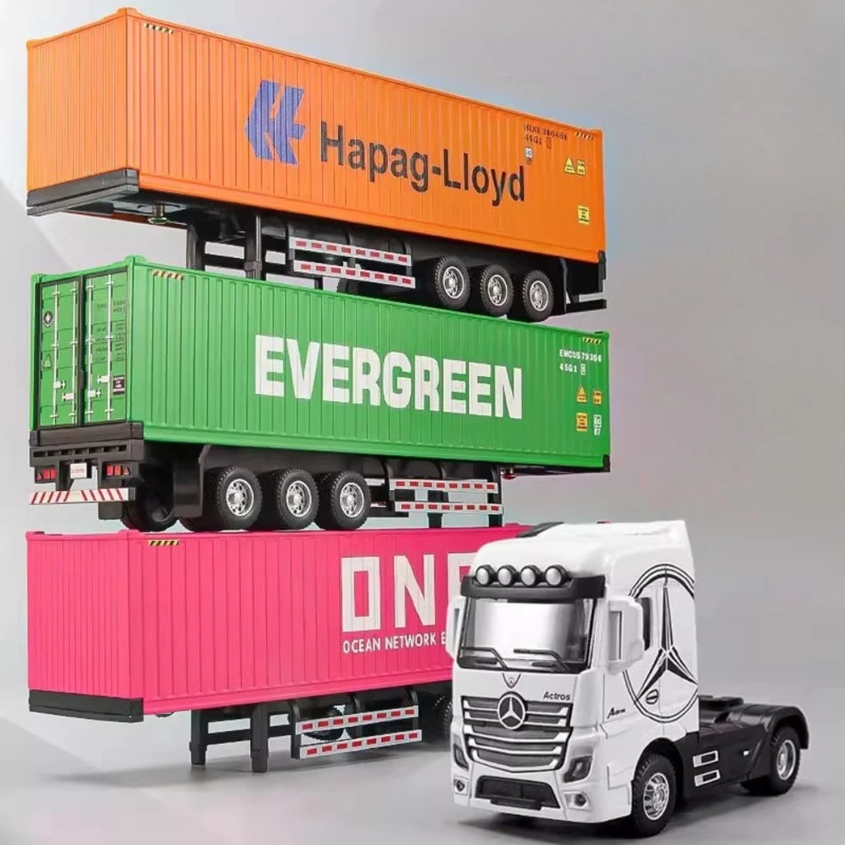 Model de camion transport din metal la scară 1:50 cu sunet și lumină