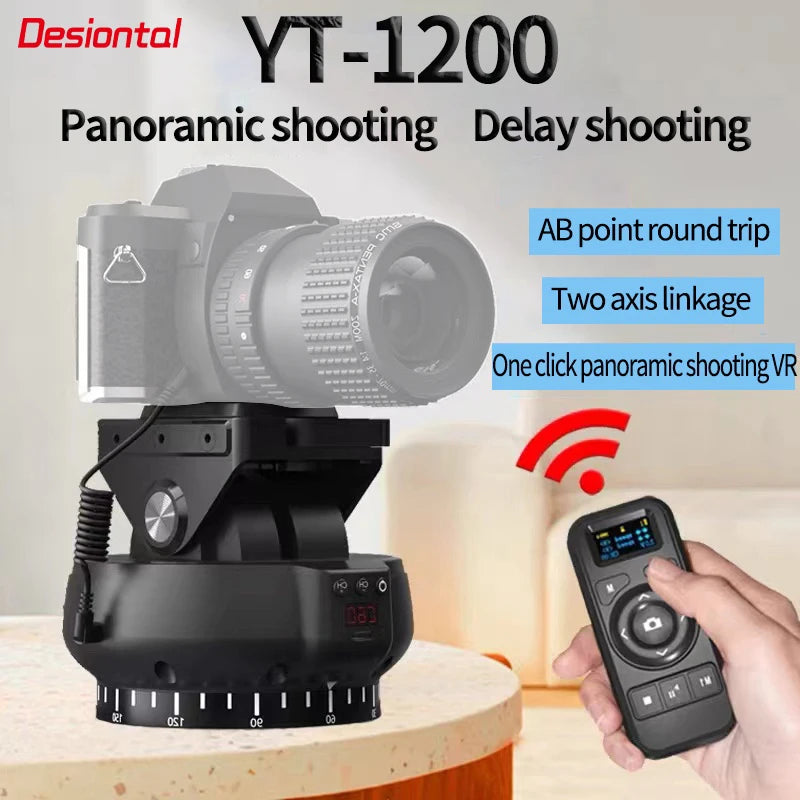 Desiontal YT-1200 Motorized Pan Tilt Tripod Head for Phones &amp; Cameras