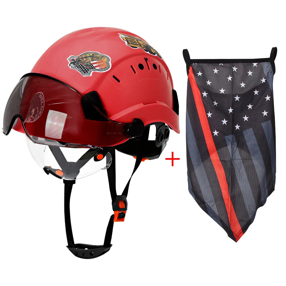 4AQM0226 Construction Cap With Goggles &ndash; Dual Protection Red B
