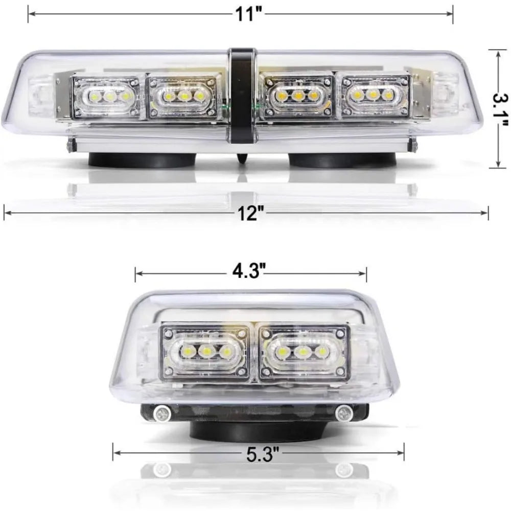 12 Inch 36 LED Emergency Strobe Light Bar &ndash; Magnetic Mount