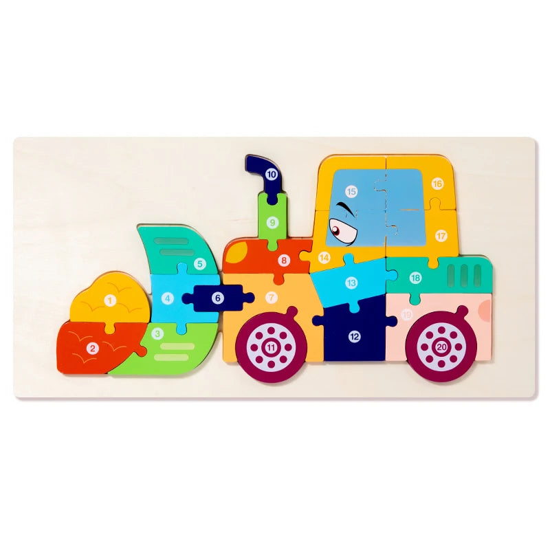Wooden 3D Vehicle Puzzle for Toddlers &ndash; Educational Hand-Eye Coordination Toy Ages 1-5 NB215C1